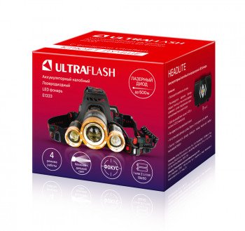 Фонарь налобный аккумуляторный лазеродиодный Ultraflash E1333