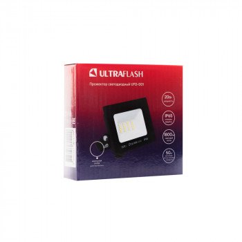 Прожектор светодиодный Ultraflash, 20 Вт., 1800 лм., 6500 К, черный