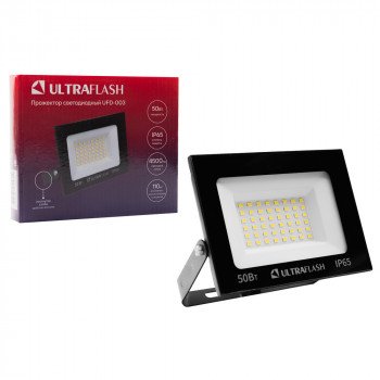 Прожектор светодиодный Ultraflash, 50 Вт., 4500 лм., 6500 К, черный