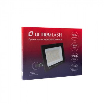 Прожектор светодиодный Ultraflash, 100 Вт., 9000 лм., 6500 К, черный